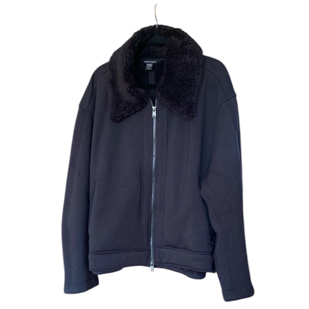 Athleta Westbound Sherpa Black Zip-Up Jacket with Shearling Collar 2X